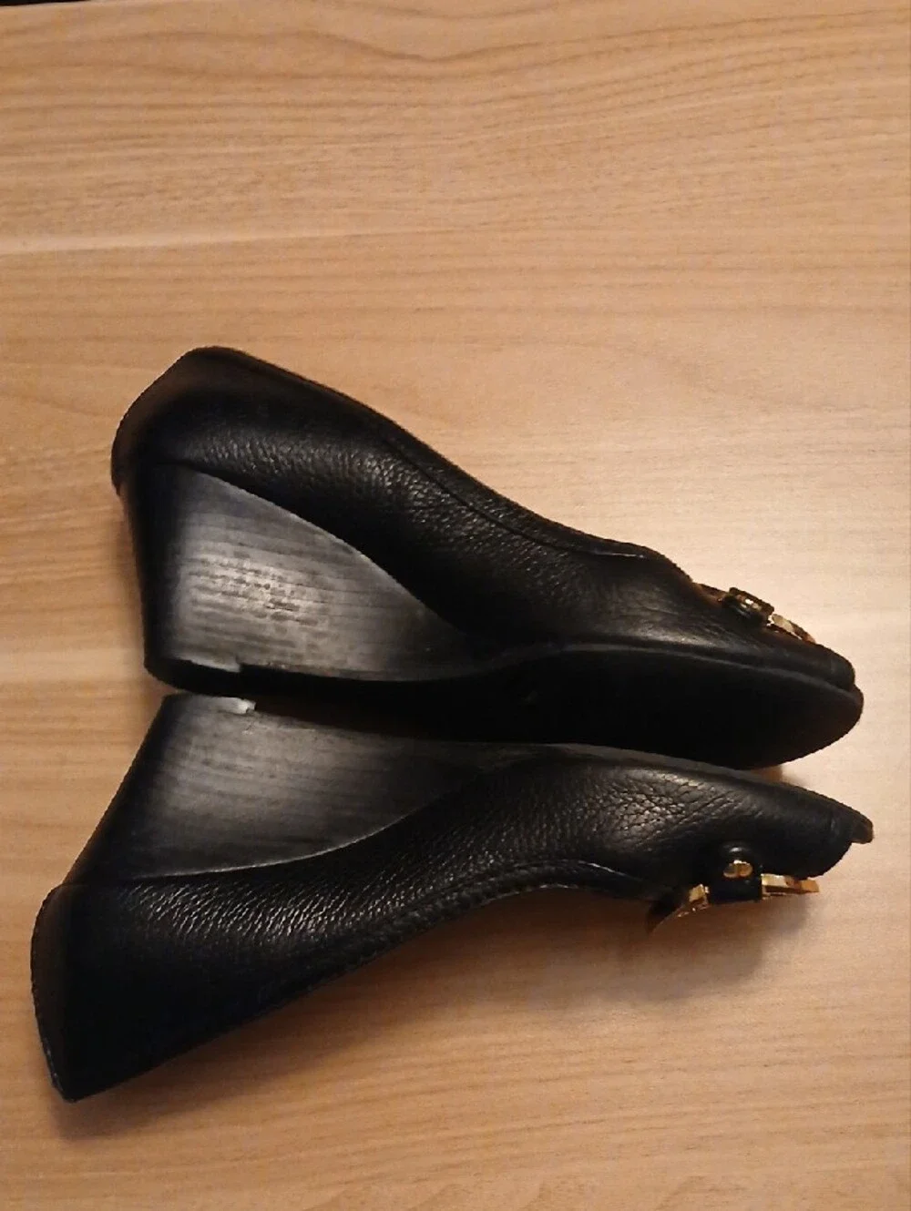 Tory Burch (Copycat Version) Black  Peep-Toe Wedges in Size 7.5M